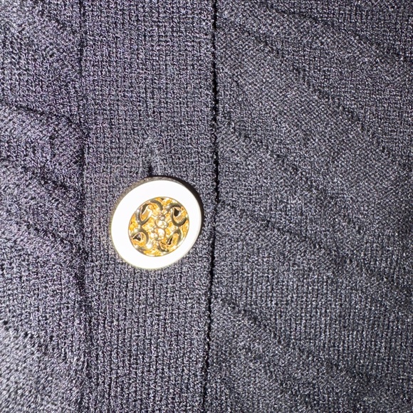 Precedent Los Angeles Black Textured Cardigan Sweater Gold Button Size S/ Chic - Picture 3 of 7